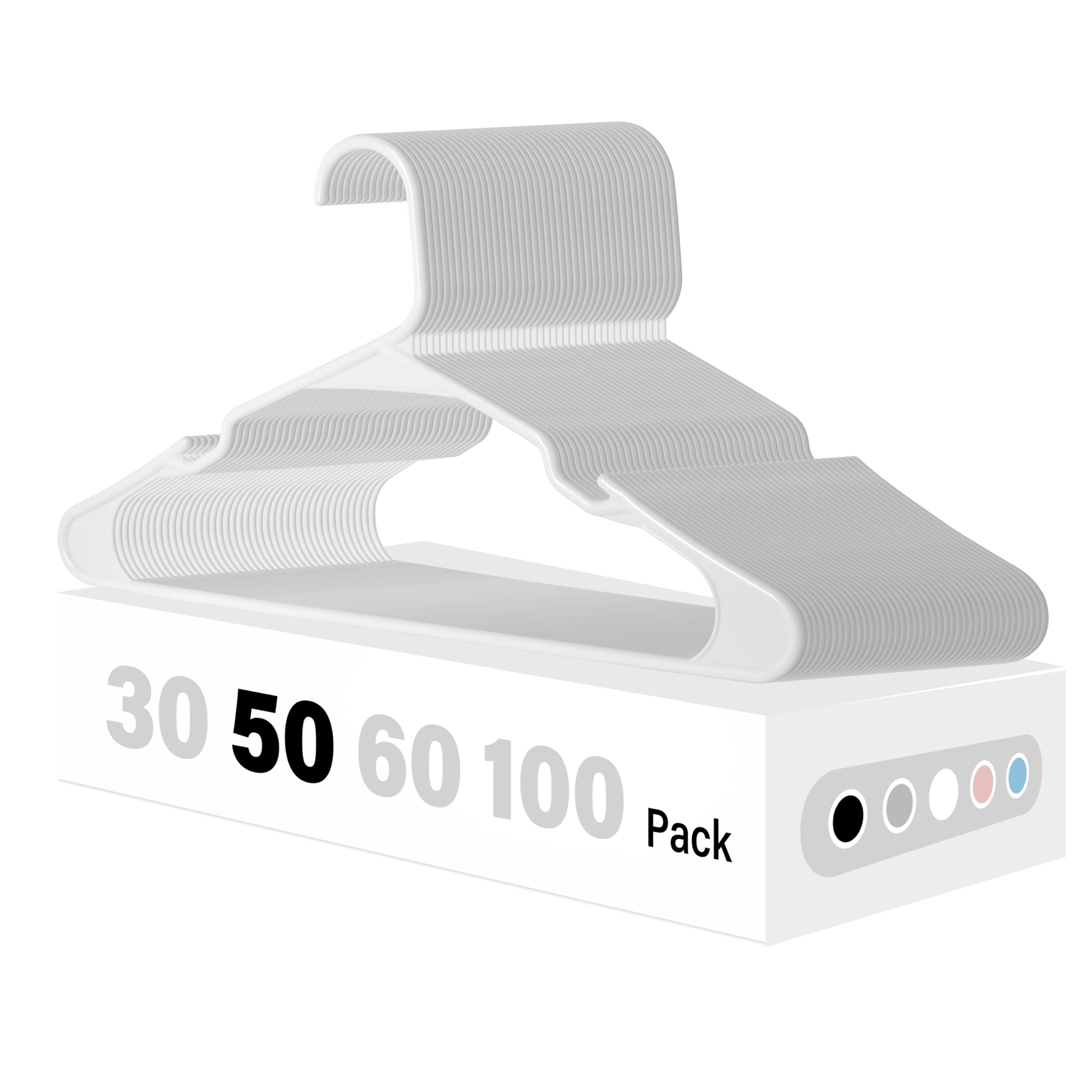 Foto 1 | Perchas De Plástico Healsmart  50 Unidades  Que Ahorran Espacio  Color Blanco - Venta Internacional.