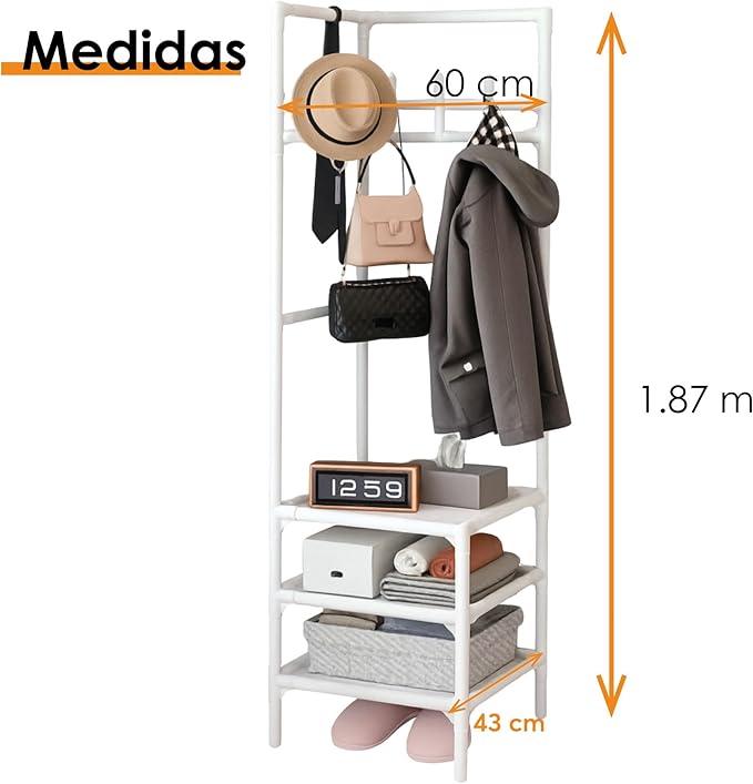 Foto 5 | Perchero Esquinero Archy 3 Niveles De Piso Para Ropa Rack Organizador Triangular De Ropa Multifuncional Para Almacena