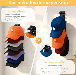 Foto 2 | Xtellar Perchero De Pared De Lujo Para Sombreros Y Gorras De Béisbol