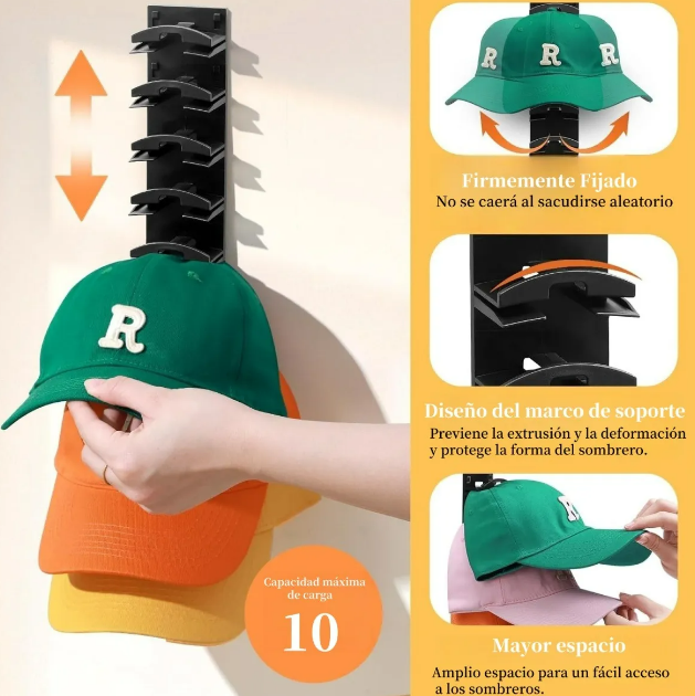 Foto 4 pulgar | Xtellar Perchero De Pared De Lujo Para Sombreros Y Gorras De Béisbol