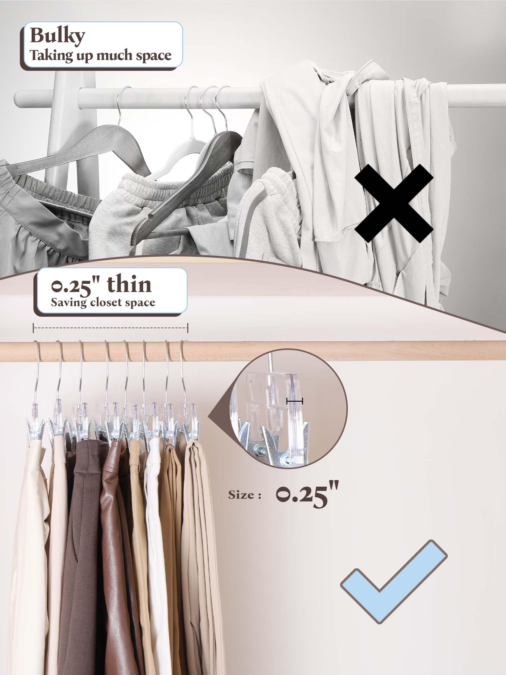 Foto 6 | Perchas Para Pantalones House Day Transparentes Con Clips  Paquete De 25 Unidades Para Mujer - Venta Internacional.