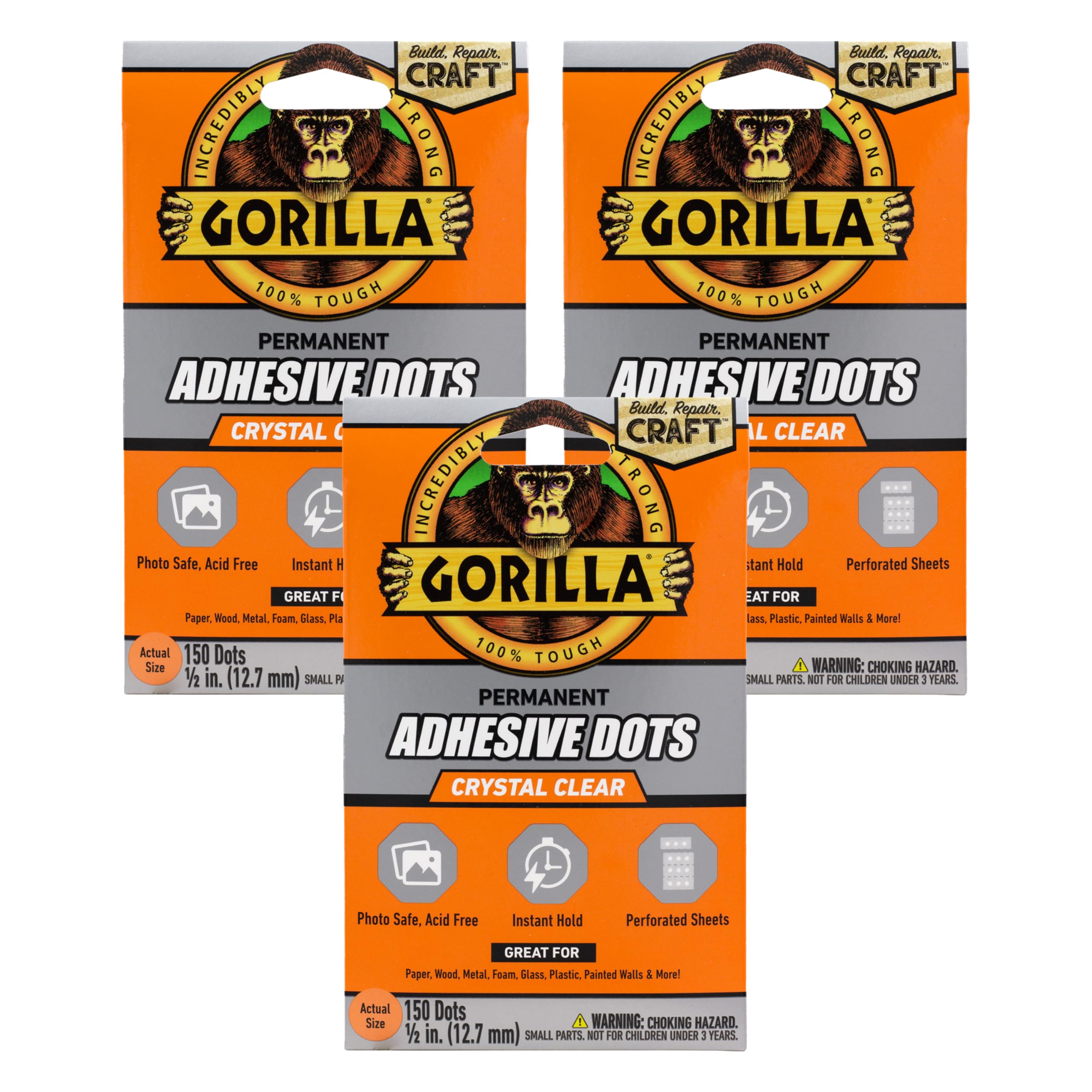 Foto 2 pulgar | Adhesive Dots Gorilla Permanent De Doble Cara  Transparente  150 Unidades - Venta Internacional.