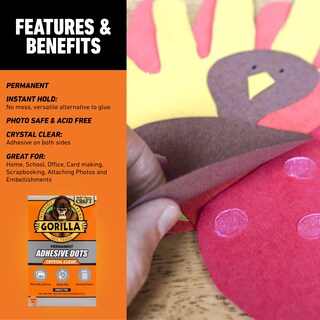 Foto 4 | Adhesive Dots Gorilla Permanent De Doble Cara Transparente 150 Unidades - Venta Internacional.
