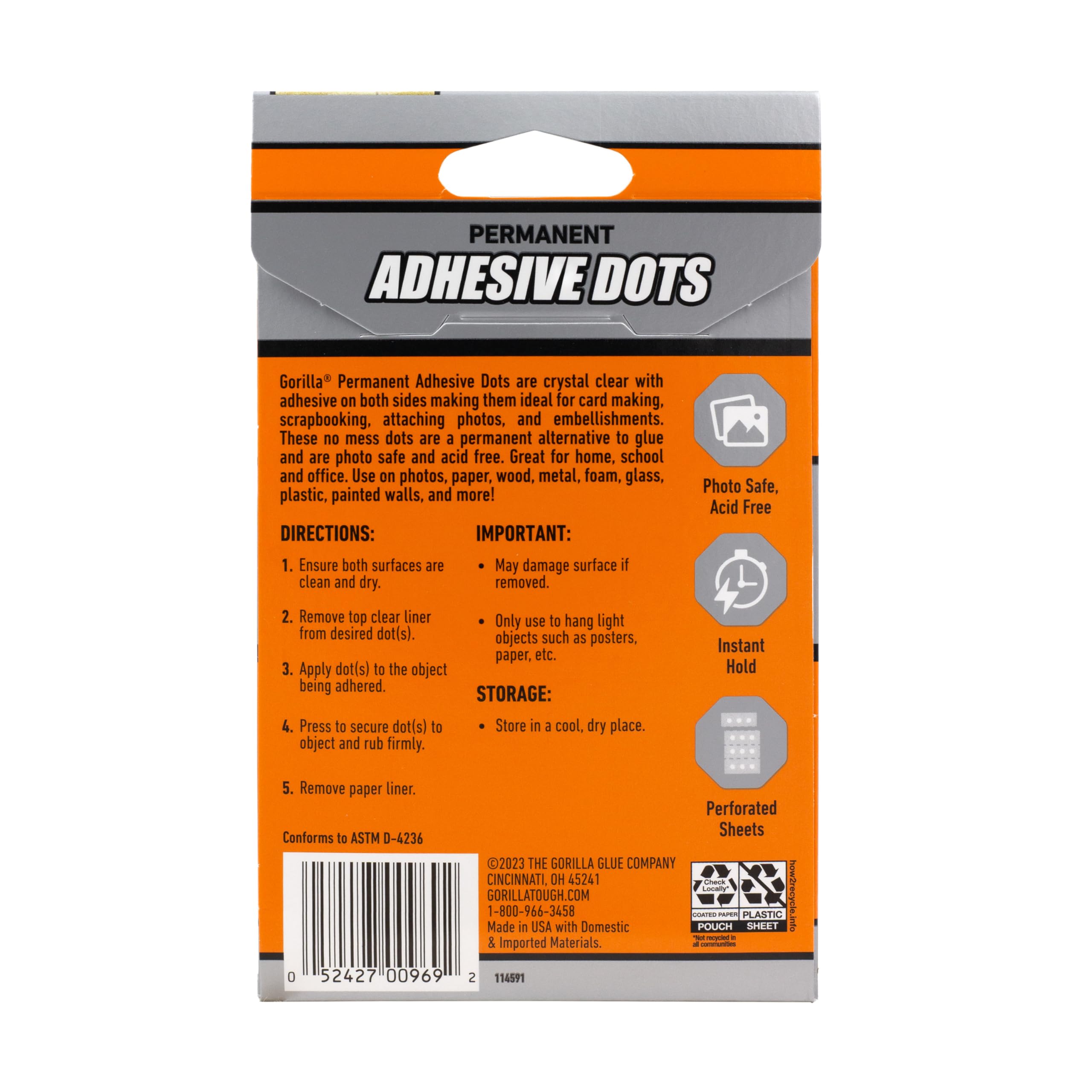 Foto 6 | Adhesive Dots Gorilla Permanent De Doble Cara  Transparente  150 Unidades - Venta Internacional.