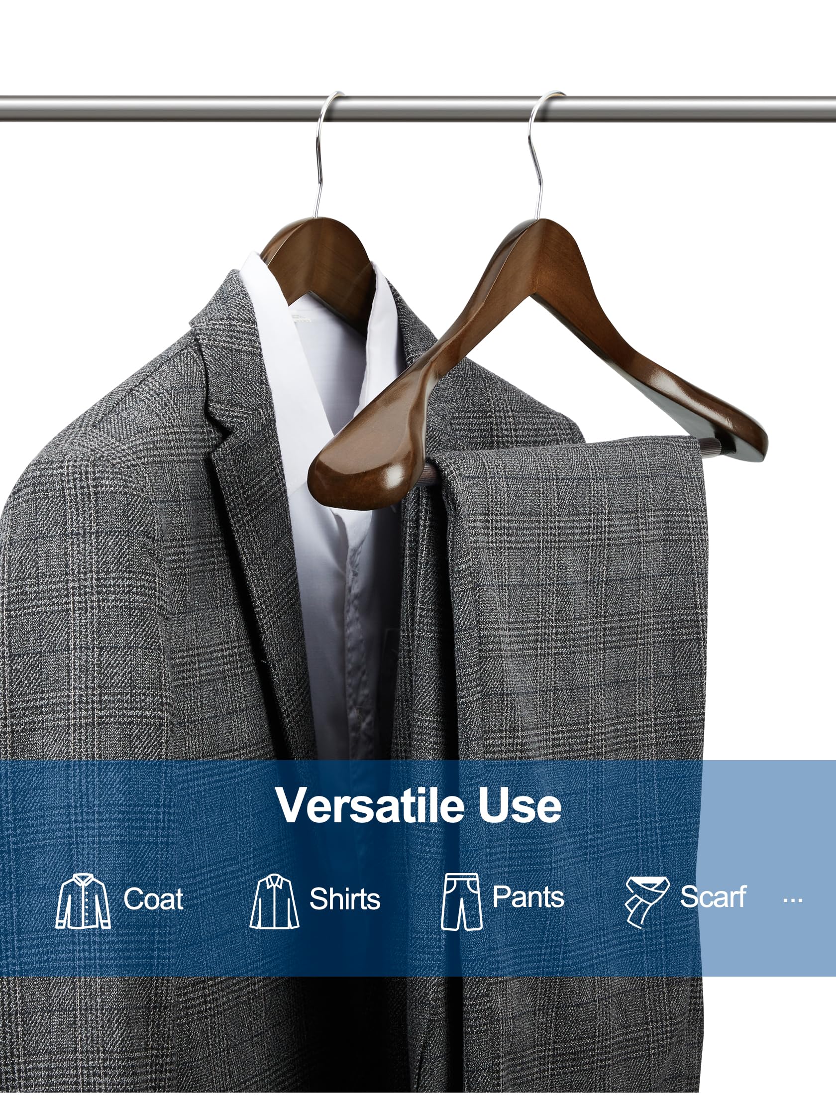 Foto 5 | Perchas De Madera Para Trajes House Day Con Hombros Anchos  Paquete De 6 Unidades  Color Nogal - Venta Internacional.