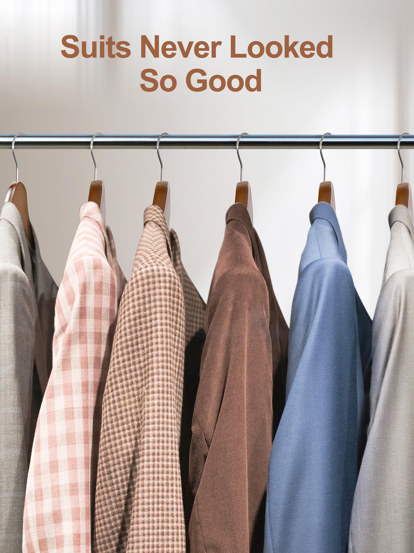 Foto 7 | Perchas De Madera Para Trajes House Day Con Hombros Anchos  Paquete De 6 Unidades  Color Nogal - Venta Internacional.