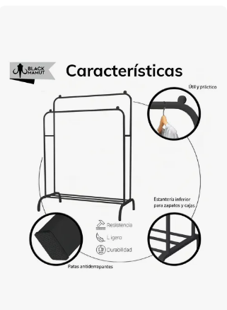 Foto 3 | Perchero Armable Metálico Organizador Ropa Color Negro