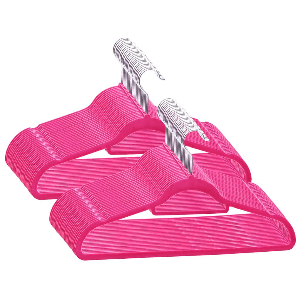 Foto 1 | Juego De Perchas Vidaxl De Plástico Duradero  100 Unidades  Terciopelo Rosa - Venta Internacional.