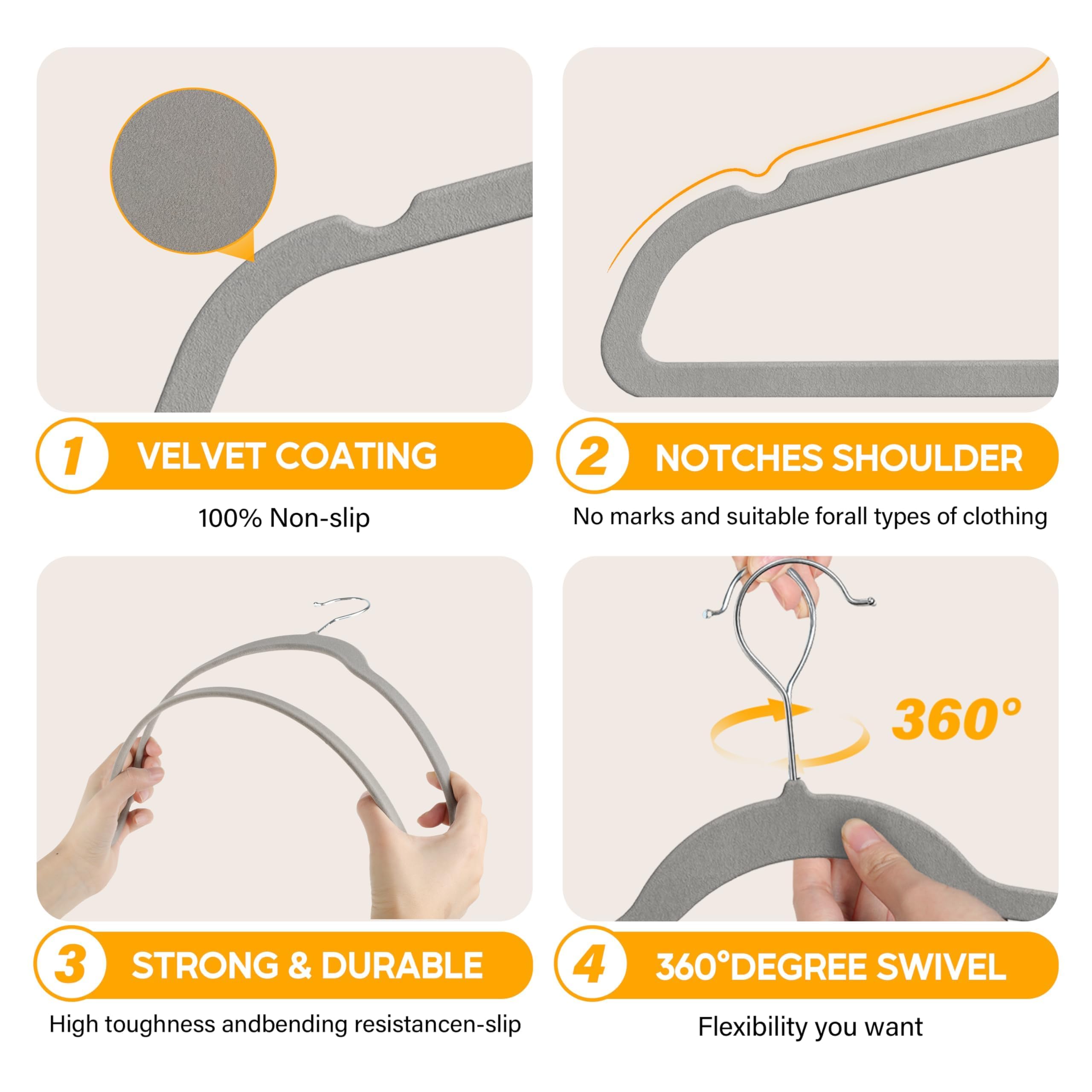 Foto 5 pulgar | Perchas Healsmart Healsmart Heavy Duty Velvet  30 Unidades  Color Gris - Venta Internacional.