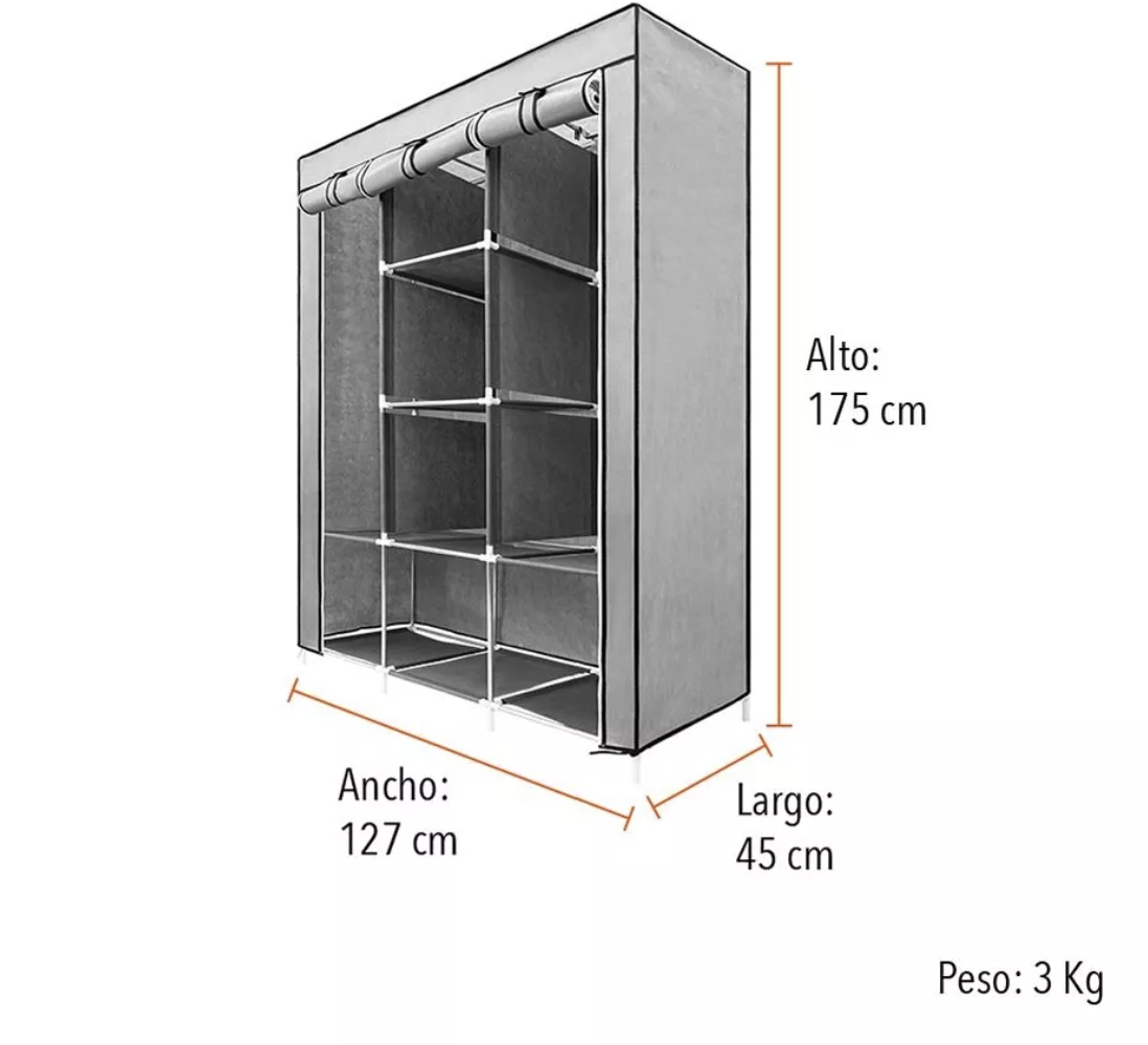 Foto 2 | Closet Ropero Armable 1.75mts Gris Reforzado