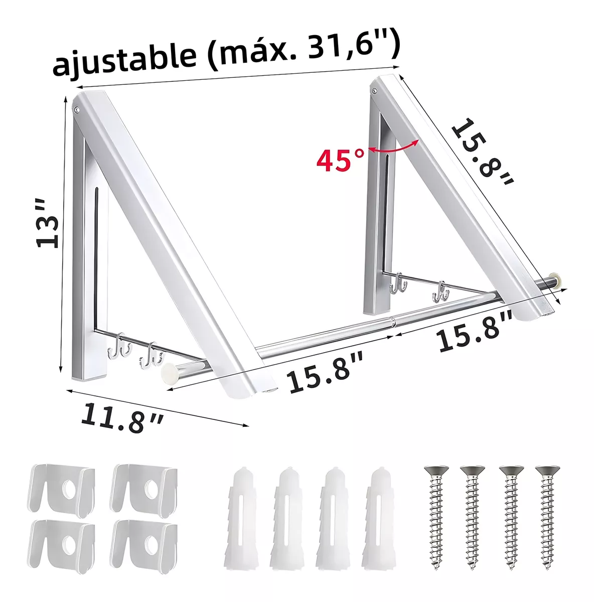 Foto 3 pulgar | Ganchos Para Ropa Plegable En Pared  Eo Safe Imports Esi-15006 Blanco