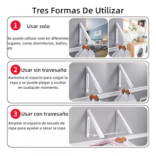 Foto 3 | Ganchos Para Ropa Plegable En Pared Eo Safe Imports Esi-15006 Blanco