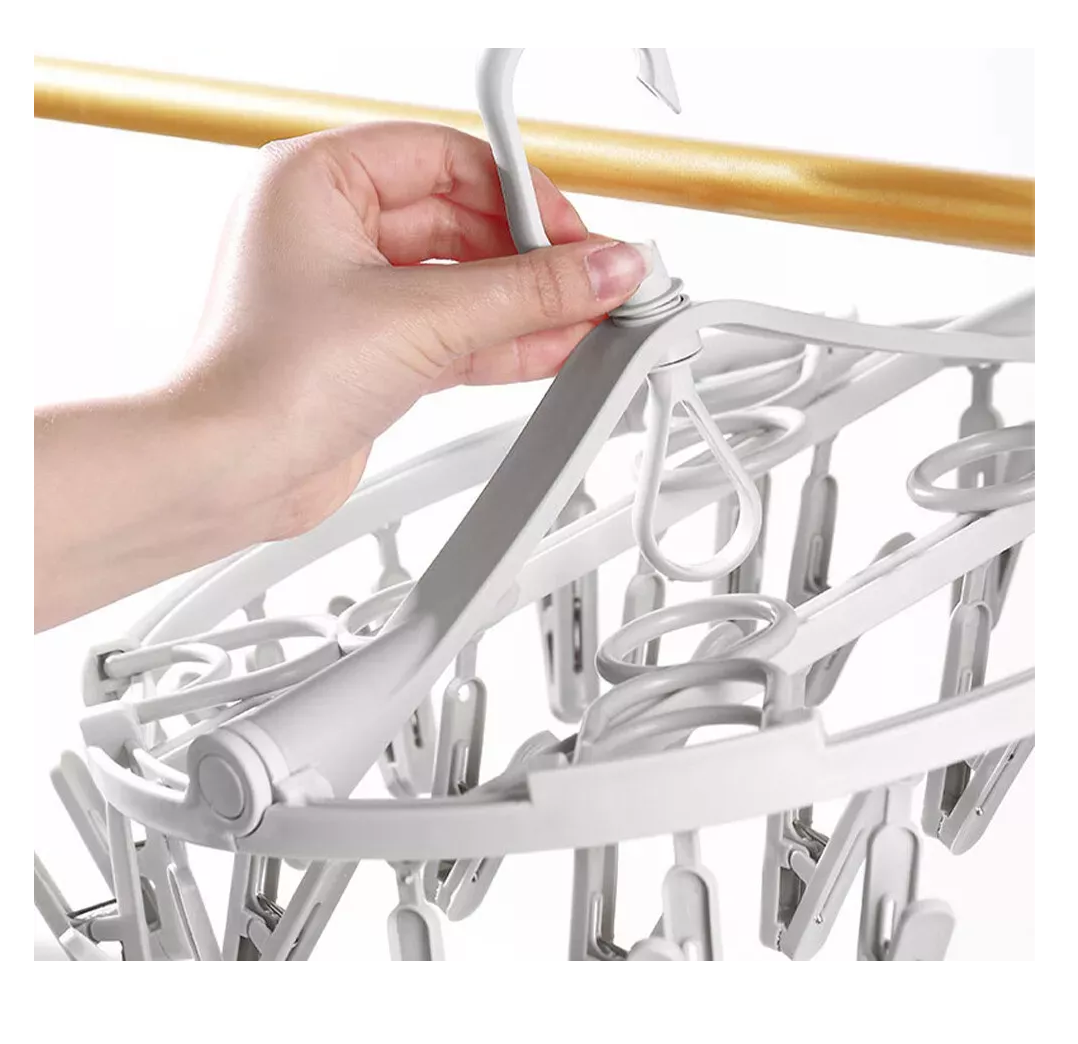 Foto 4 pulgar | Percha Plegable Giratoria Para Secar Ropa Con 24 Pinzas Gris