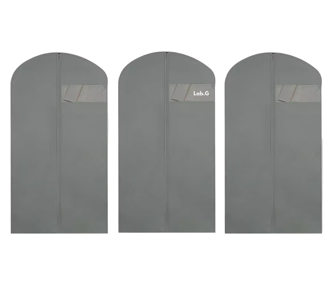 Set Kit 3 Porta-traje Funda Lab.g + 2 Porta-zapatos +1 Quita Pelusas, Gris