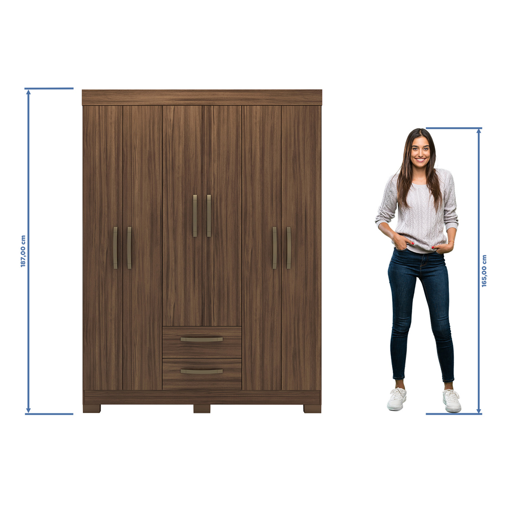 Foto 5 pulgar | Ropero Closet Moderno 6 Puertas Y 2 Cajones Nt6015 Nogal