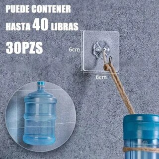 Foto 5 | 30 Ganchos Adhesivos Transparentes Impermeable Perforaciones Lab.g Transparente