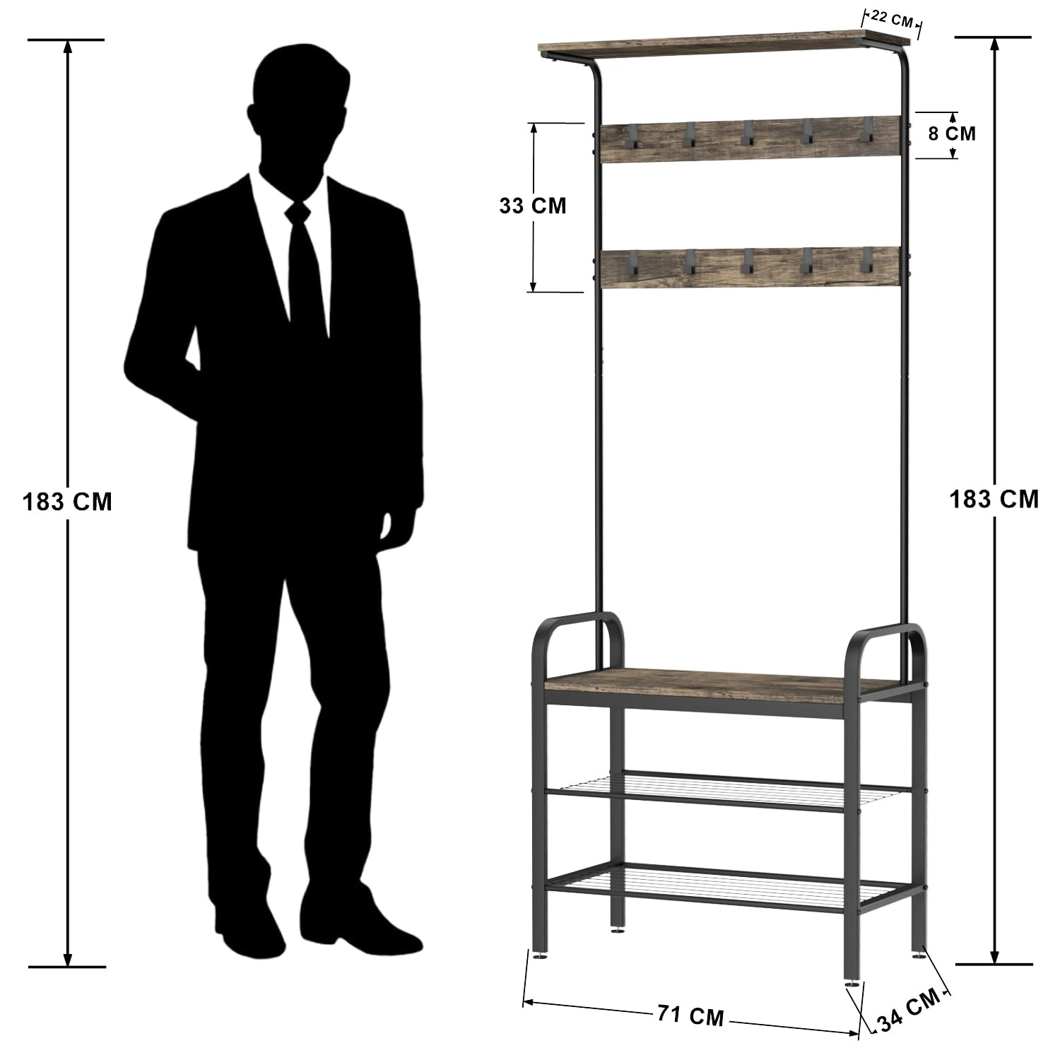 Foto 4 | Zapatera de Metal FurnitureR Vinson Marrón