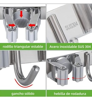 Foto 4 | Xtellar Organizador Superior De Acero Inoxidable Para Herramientas Y Accesorios: 4 Rejillas Y 5 Ganchos
