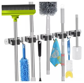 Foto 1 | Organizador Xtellar De Acero Inoxidable 2pcs Porta Escobas Y Fregonas Con 5 Estantes Y 4 Ganchos