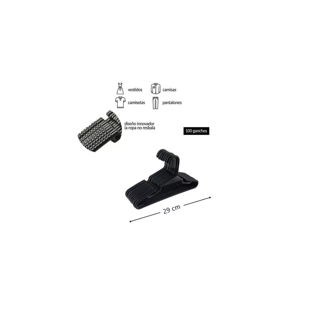 Foto 4 pulgar | Ganchos Infantil Ropa Niñ@s 100 Pz Negro