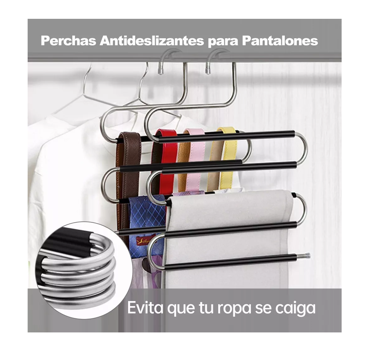 Foto 4 pulgar | 4 Ganchos Para Pantalones Perchas Acero Inoxidable 5-layers