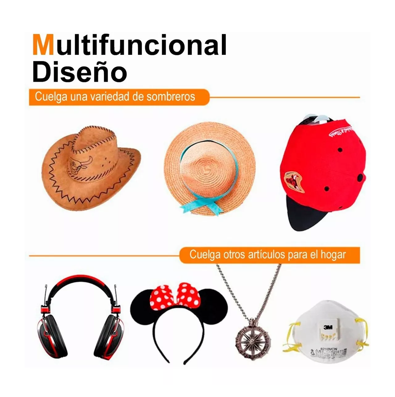 Foto 4 pulgar | Gancho Organizador de Gorra para Pared Belug color Negro 10 Piezas