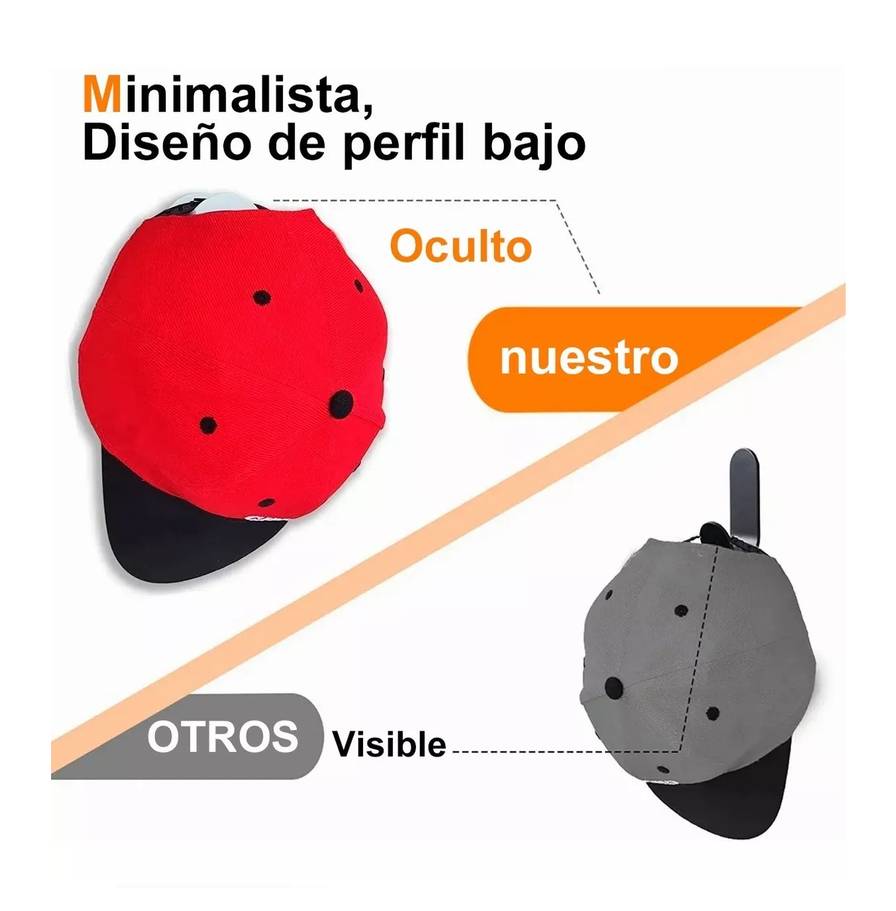 Foto 3 pulgar | Gancho Organizador de Gorras para Pared Percheros Belug 10 Pzs color Negro