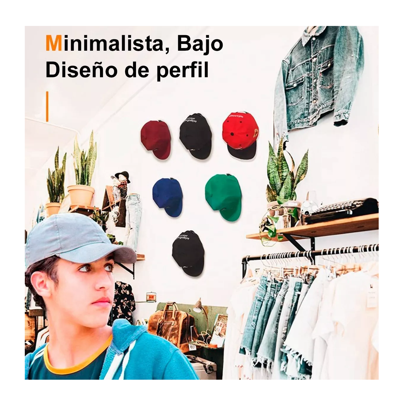 Foto 6 pulgar | Gancho Organizador de Gorras para Pared Percheros Belug 10 Pzs color Negro