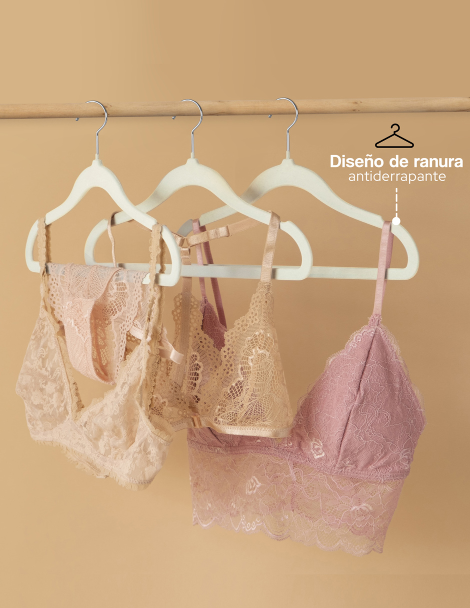 Foto 4 pulgar | Ganchos de Terciopelo para Ropa Ag Box 50 Piezas Beige