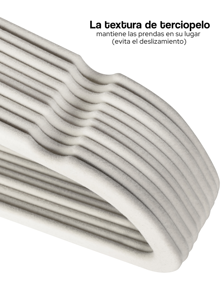 Foto 5 pulgar | Ganchos de Terciopelo para Ropa Ag Box 50 Piezas Beige