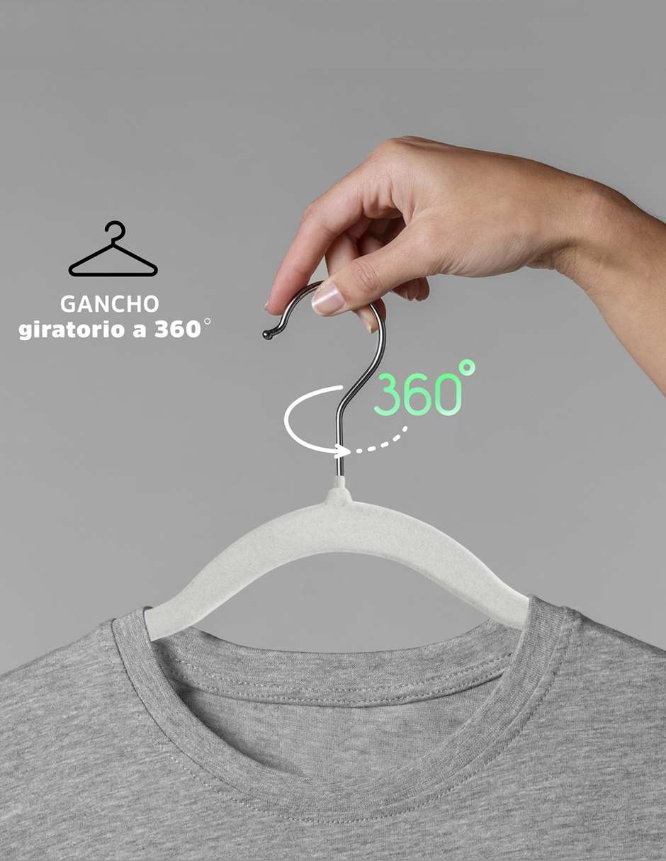 Foto 7 | Ganchos de Terciopelo para Ropa Ag Box 50 Piezas Beige