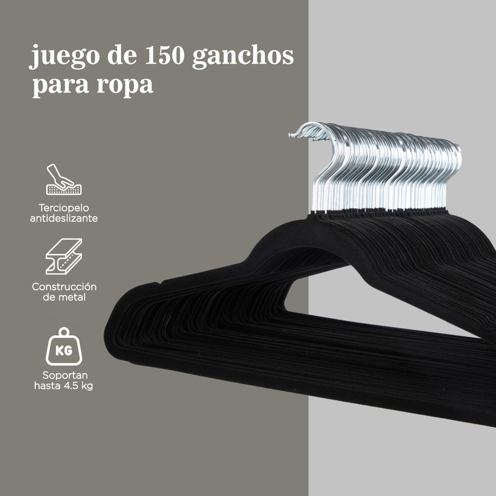 Foto 4 pulgar | Ganchos para Ropa Color Home color Negro 150 Piezas