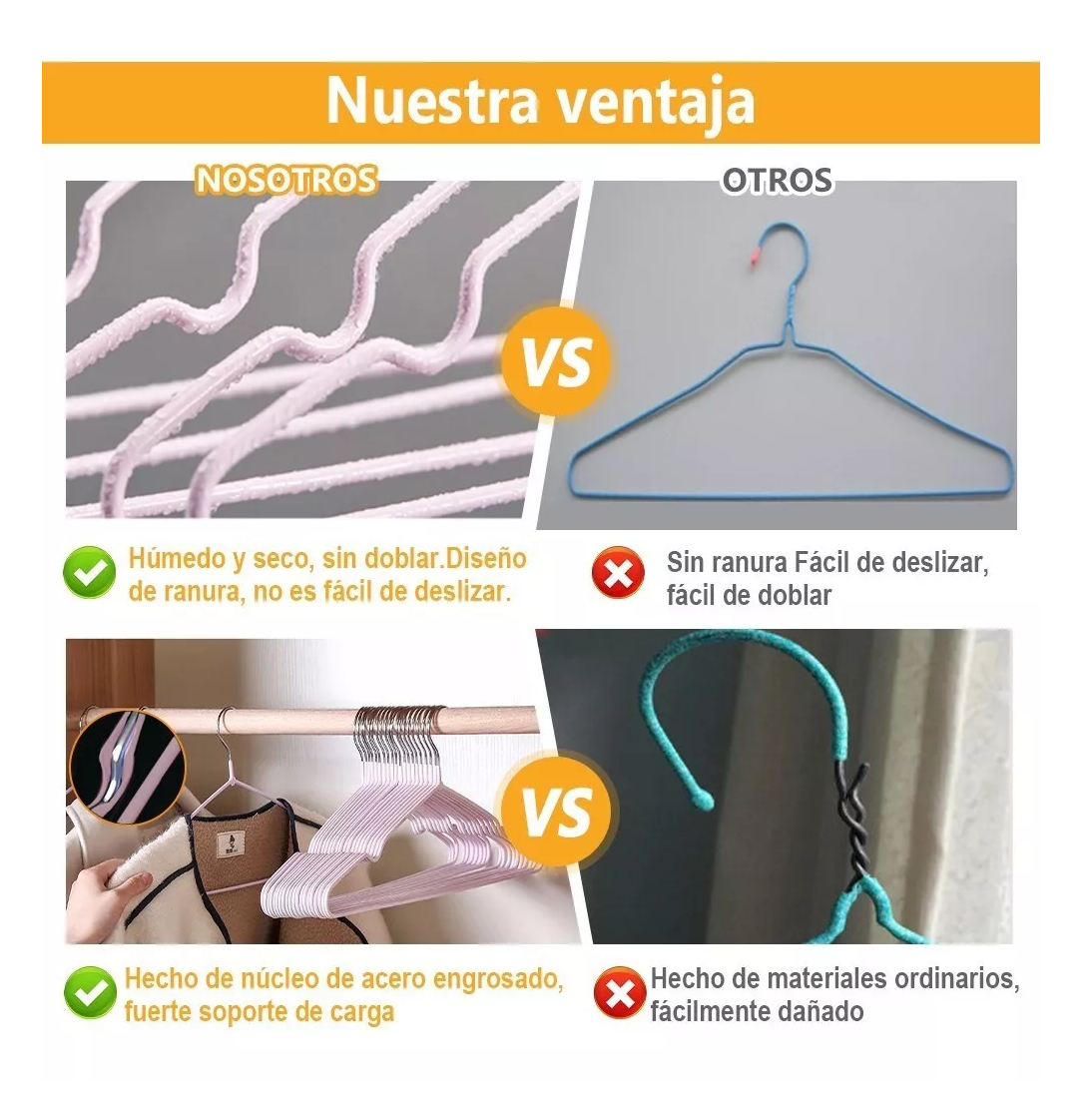 Foto 6 pulgar | Paquete 20 Ganchos Para Ropa Metalicos Antiderrapantes, Colores