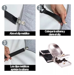 Foto 4 | Pinzas Para Sábanas Elásticas Ajustables 16 Pzs Azul/Rosa/Negro/Blanco