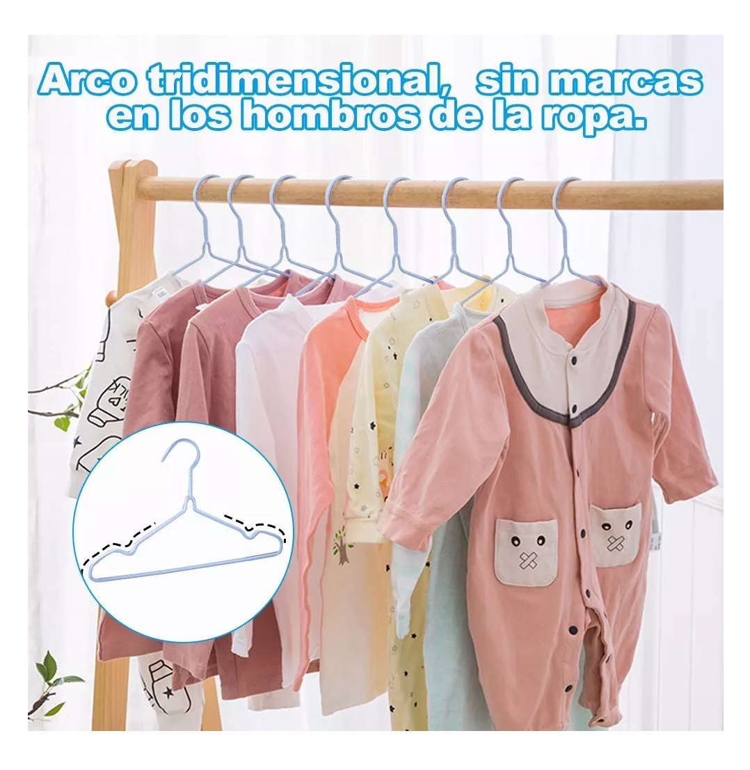 Foto 5 | Ganchos Ropa Perchas De Acero Inoxidable Infantil Niño 20 Pzs, Azul