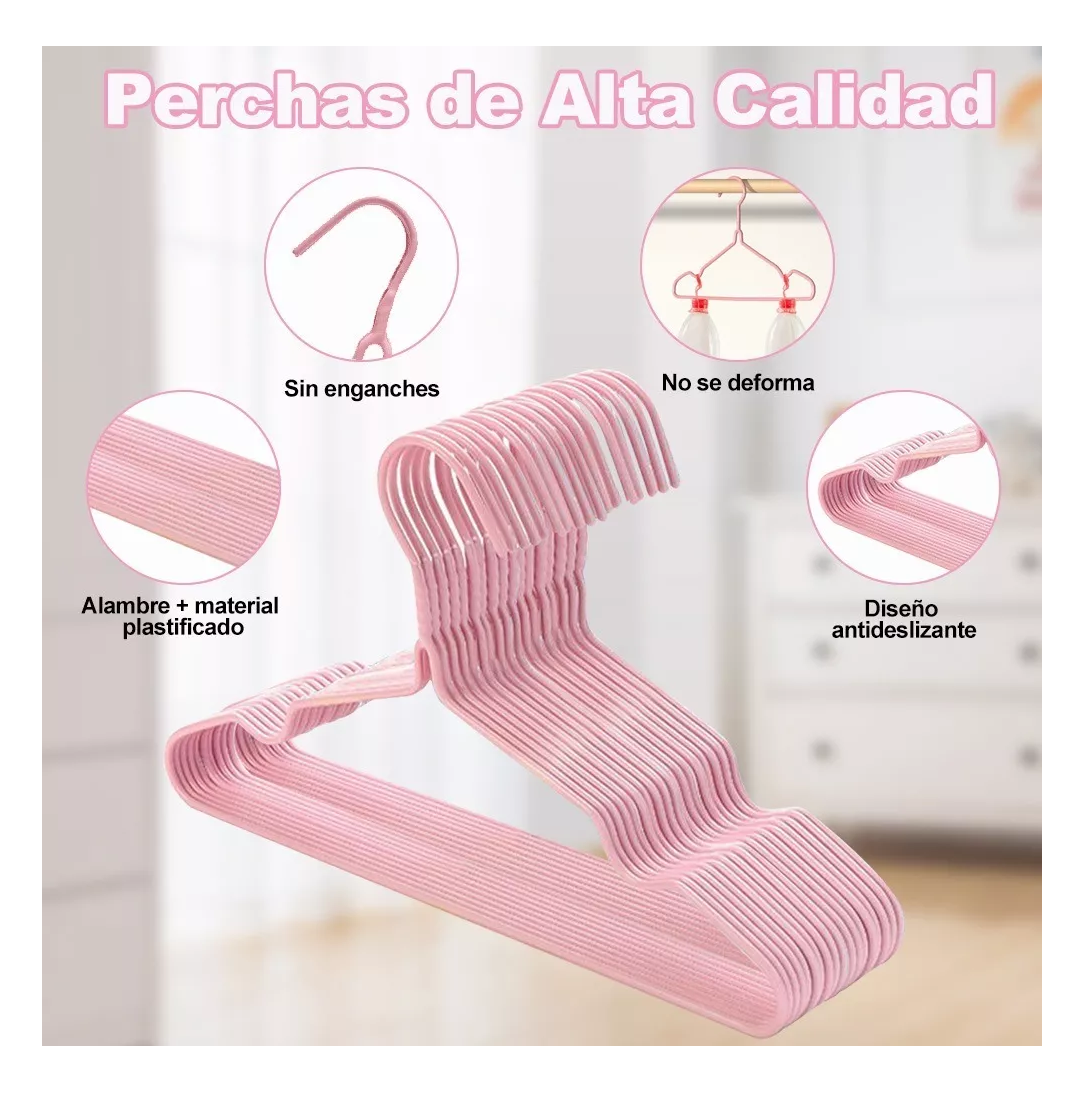 Foto 4 pulgar | Ganchos de Ropa de Acero Inoxidable 20 Piezas Rosas