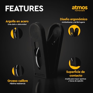 Foto 2 | Ganchos de Ropa Atmos Homeware Negros 72 Piezas