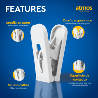 Foto 2 | Pinzas para Colgar Ropa Atmos Homeware Blancas 72 Piezas