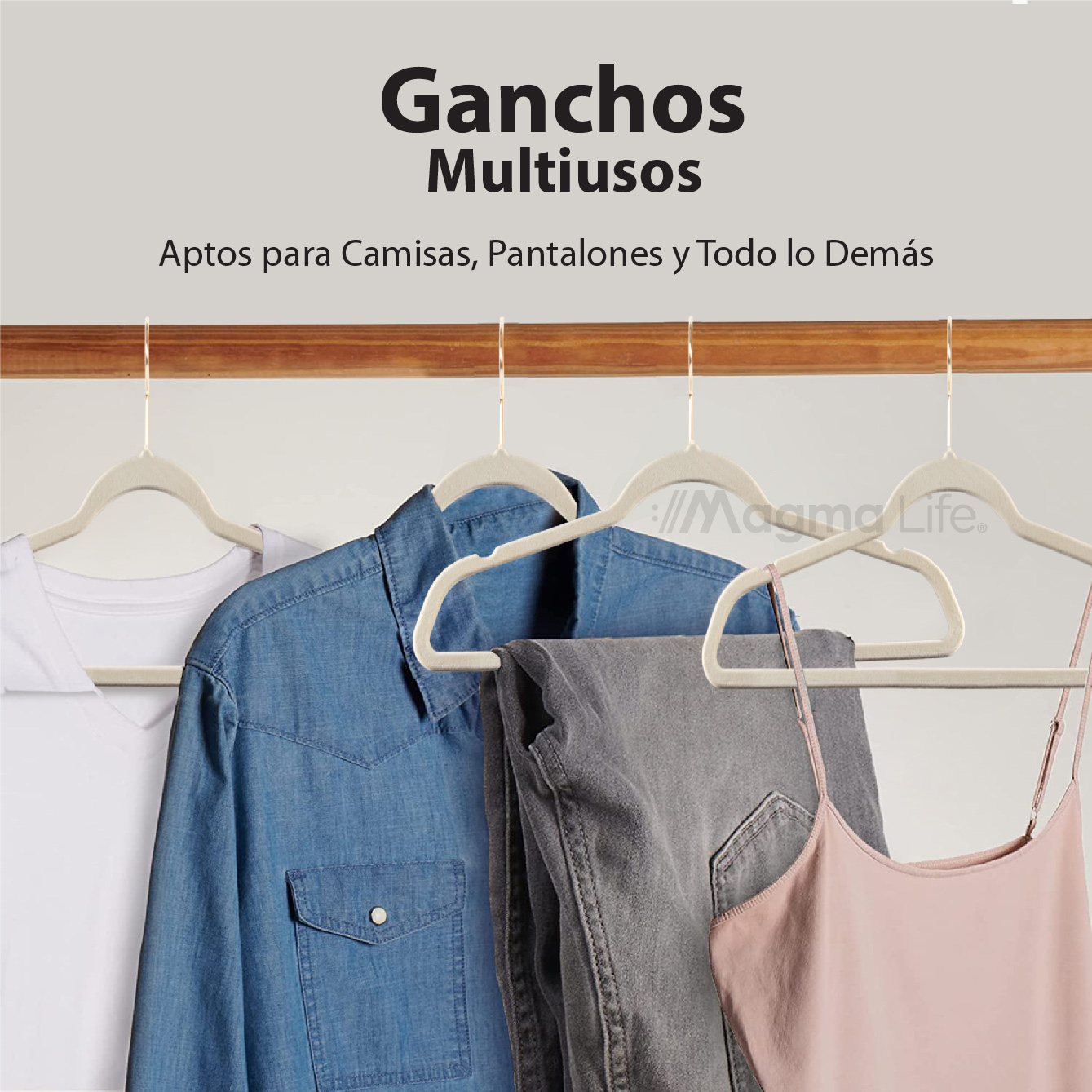 Foto 5 | Ganchos de Terciopelo Magma Life Beige Giratorios 50 Piezas