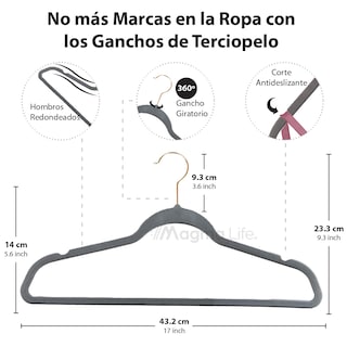 Foto 2 | Ganchos de Terciopelo Magma Life Grises Giratorios 50 Piezas