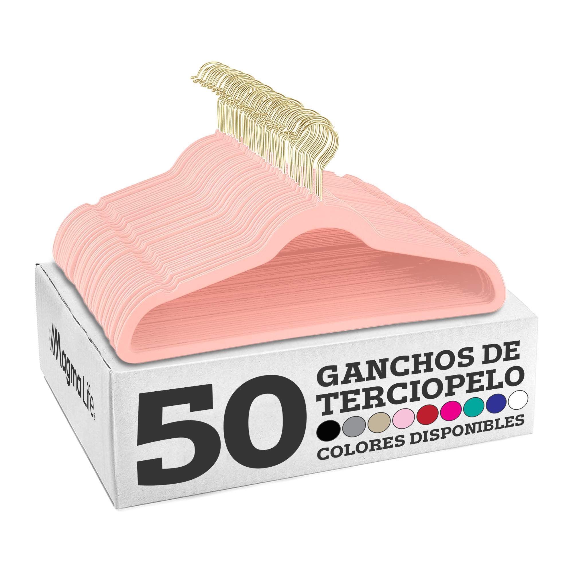 Ganchos de Terciopelo Magma Life Rosa Giratorios 50 Piezas