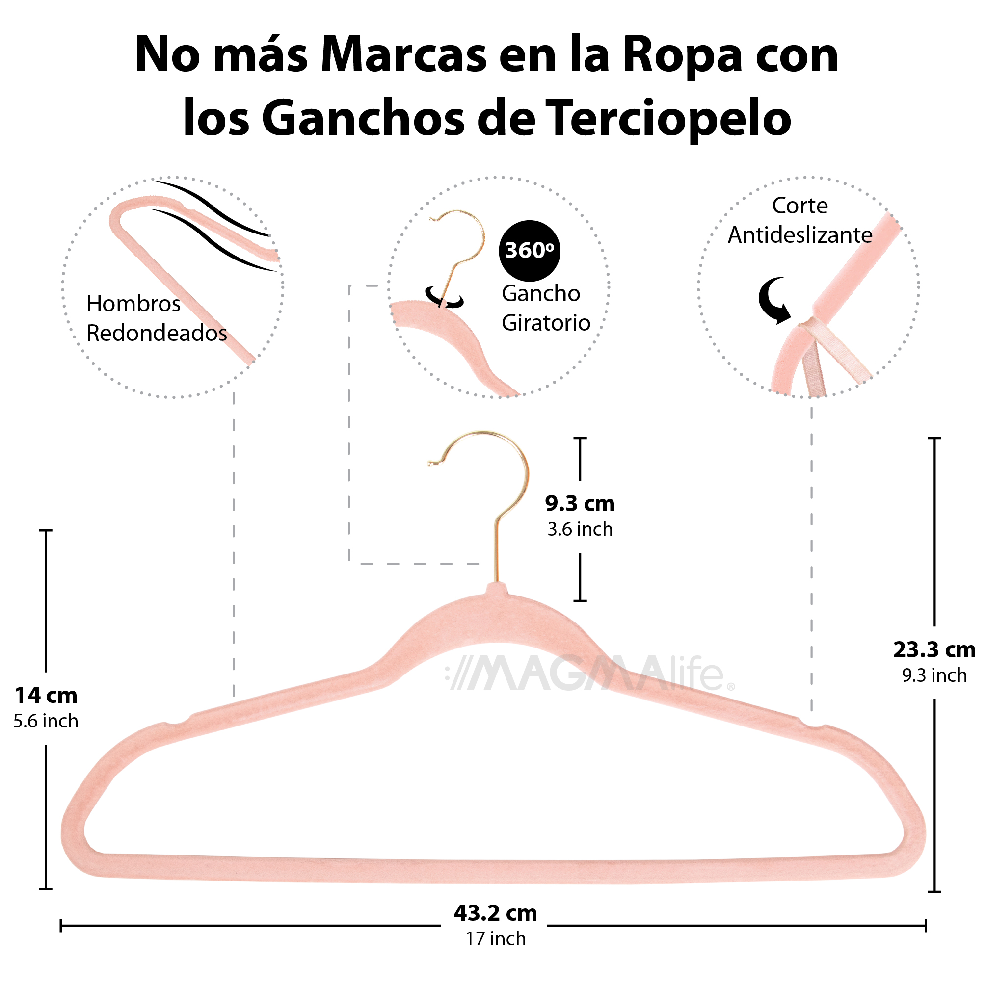 Foto 3 pulgar | Ganchos de Terciopelo Magma Life Rosa Giratorios 50 Piezas