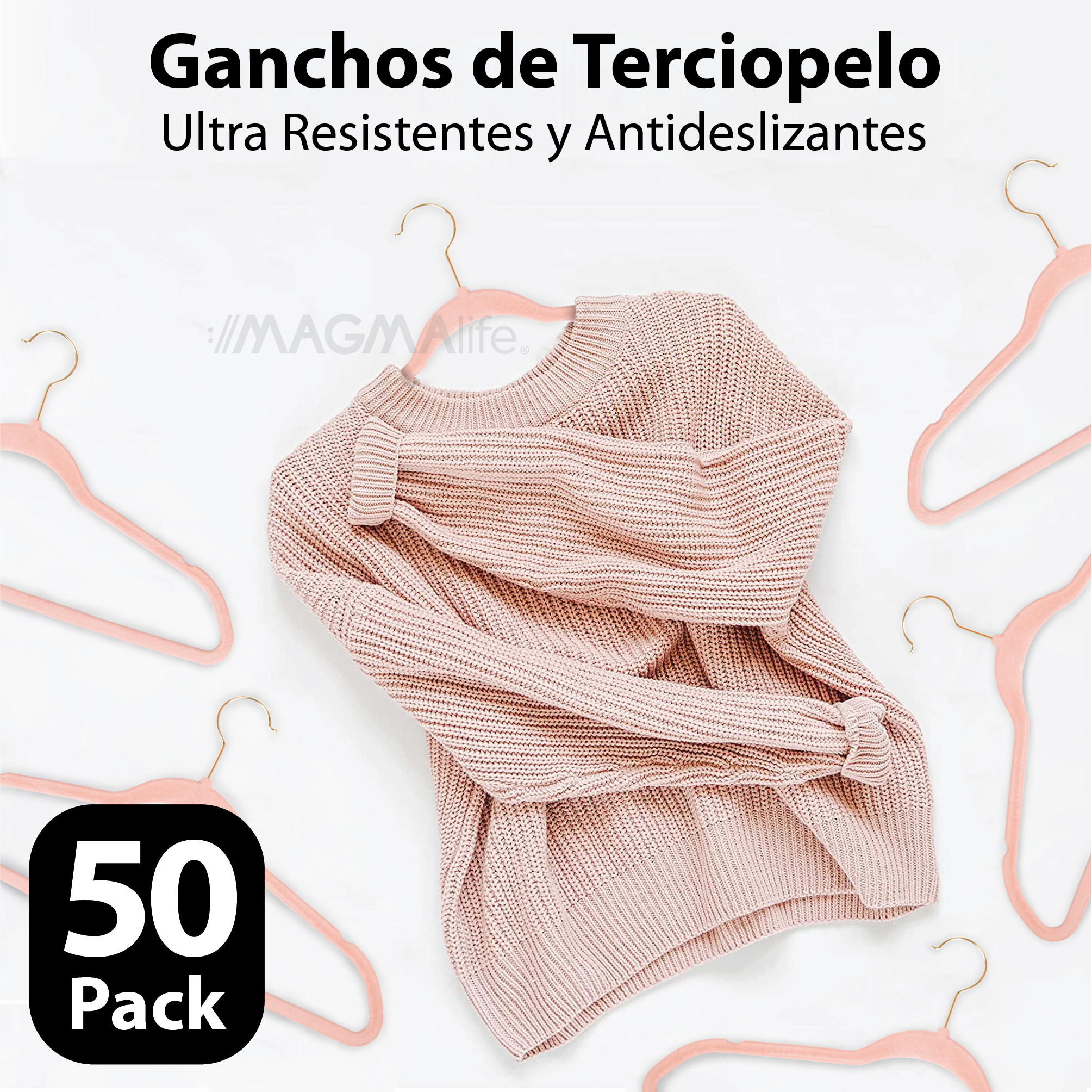 Foto 4 | Ganchos de Terciopelo Magma Life Rosa Giratorios 50 Piezas