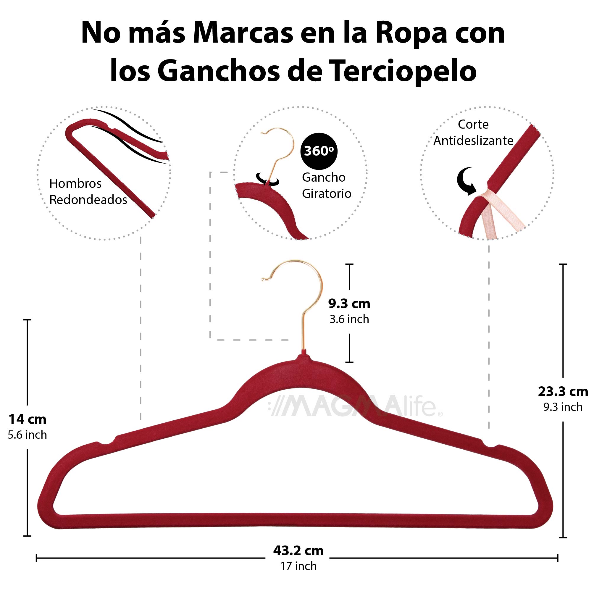 Foto 2 | Ganchos de Terciopelo Magma Life Vino Giratorios 50 Piezas