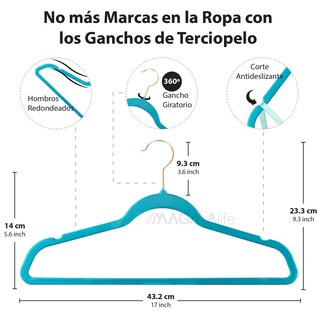 Foto 2 | Ganchos de Terciopelo Magma Life Azules Giratorios 50 Piezas