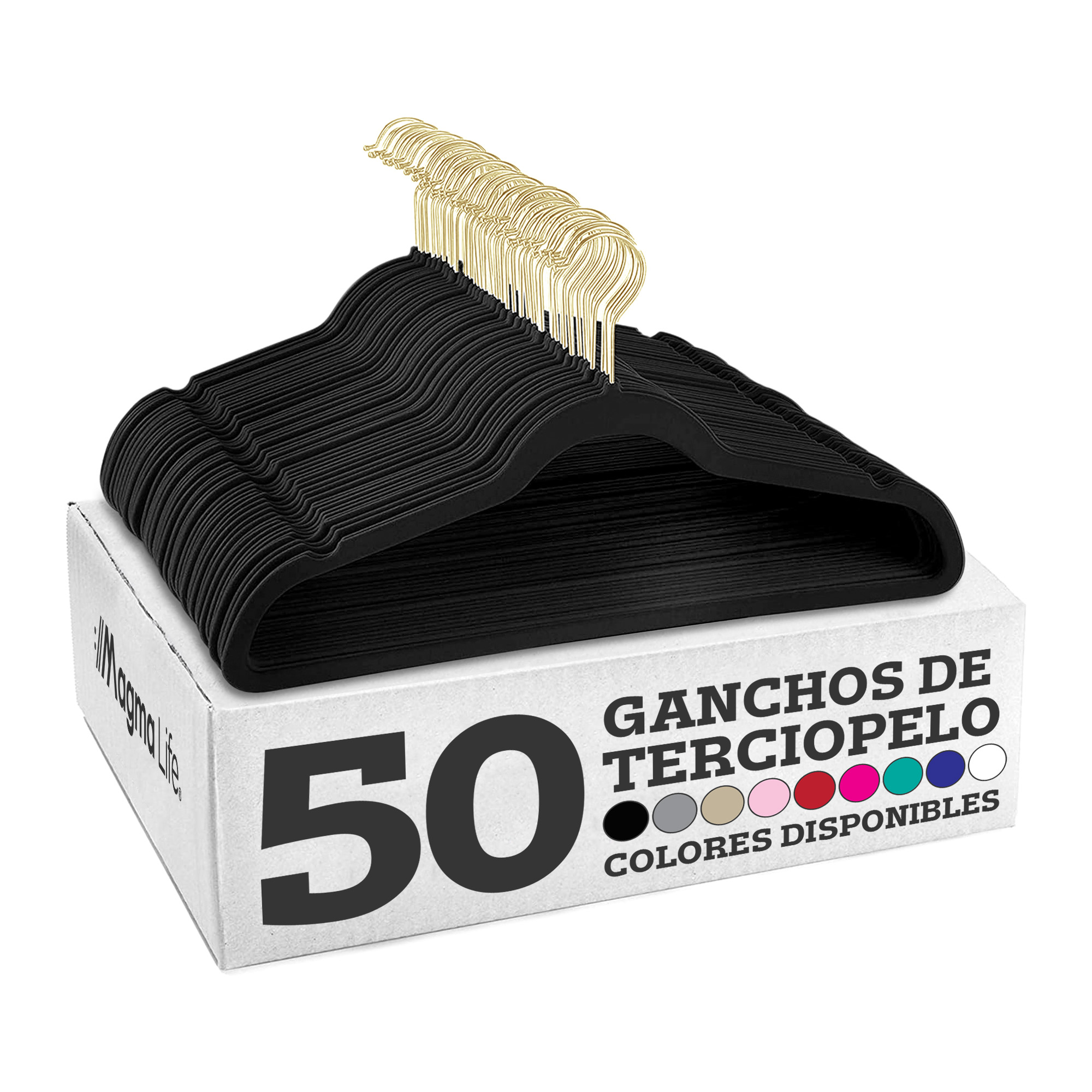 Foto 1 | Ganchos de Terciopelo Magma Life Negros Giratorios 50 Piezas