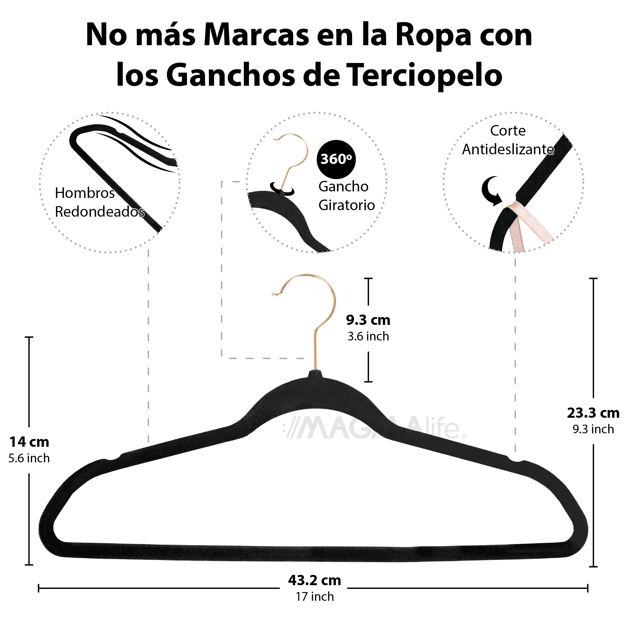 Foto 3 pulgar | Ganchos de Terciopelo Magma Life Negros Giratorios 50 Piezas