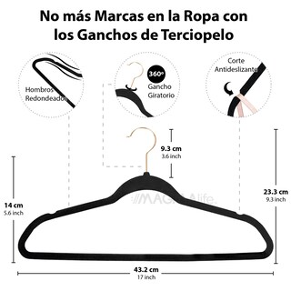 Foto 2 | Ganchos de Terciopelo Magma Life Negros Giratorios 50 Piezas