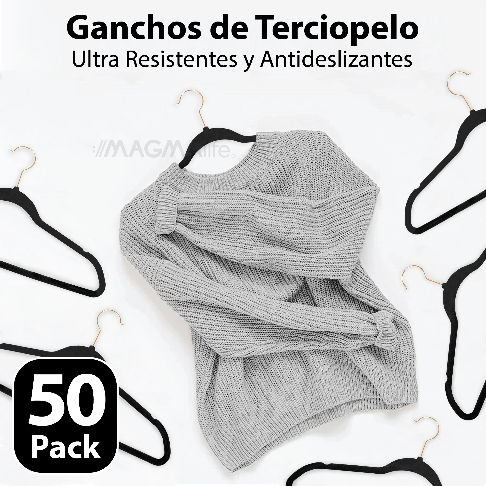 Foto 5 pulgar | Ganchos de Terciopelo Magma Life Negros Giratorios 50 Piezas
