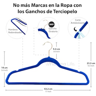 Foto 2 | Magmalife 50 Ganchos Para Ropa De Terciopelo Gancho Dorado Giratorio De 360 Grados Antideslizantes